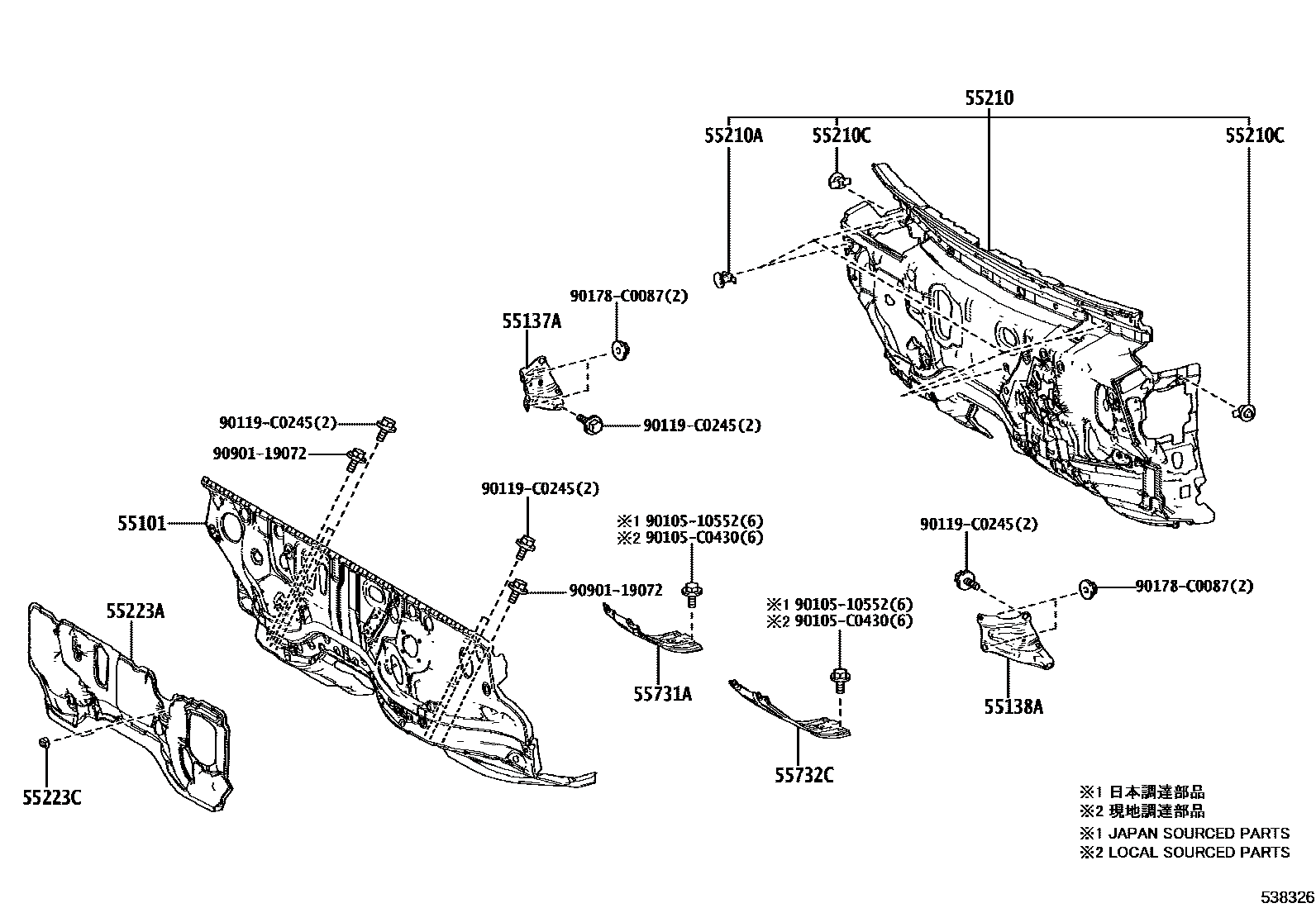 Toyota 551010R191 parts diagram