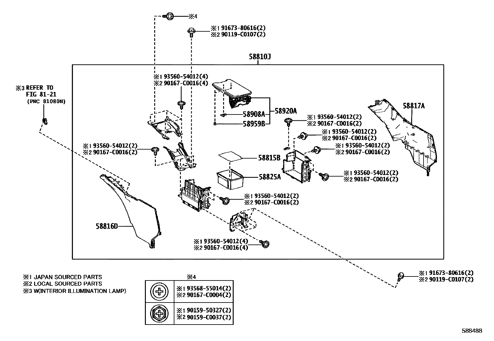 Toyota 588100R080C3 parts diagram