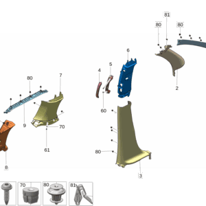 8890591435LA2 8890591423LA2 A柱上面板 右 A柱上面板 左适用于极氪009